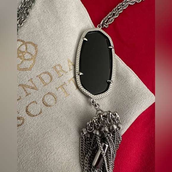 Kendra Scott Rayne silver necklace with black - Picture 2 of 5